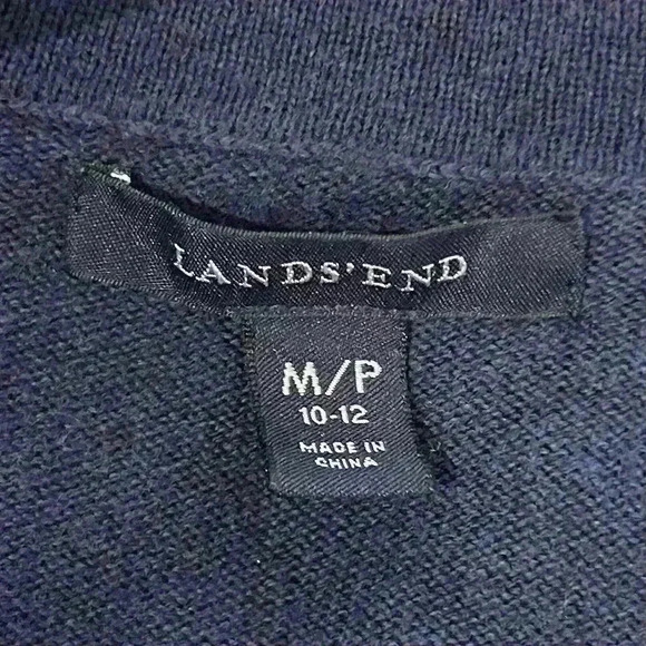Lands' End Women Cardigan Size MP Blue V Neck Button Up Long Sleeve Pockets - Picture 7 of 9